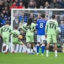 Jordan Clark levels from the penalty spot against Cardiff - pic: Andy Fitzsimons