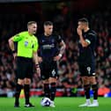 Ross Barkley stands over a free kick for the Hatters at Arsenal on Wednesday evening - pic: Liam Smith