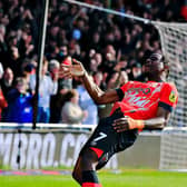 Pelly-Ruddock Mpanzu enjoys his second goal during yesterday's win over Blackpool