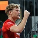 Former Town midfielder Cameron McGeehan celebrates after scoring for KV Oostende against Club Brugge recently