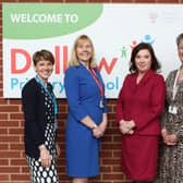 From left to right: Lorraine Hughes, Director of Education for Chiltern Learning Trust; Katharine Lovell, Headteacher at Dallow Primary School; Dame Rachel de Souza; Nancy Roberts, Chair of Governors for Dallow Primary School.
