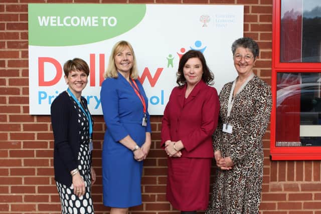 From left to right: Lorraine Hughes, Director of Education for Chiltern Learning Trust; Katharine Lovell, Headteacher at Dallow Primary School; Dame Rachel de Souza; Nancy Roberts, Chair of Governors for Dallow Primary School.