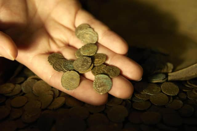 Part of a Roman coin hoard found in Kent