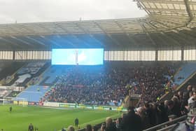 Luton's travelling fans at Coventry on Saturday