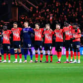 Luton players line up ahead of last night's win over Bristol City
