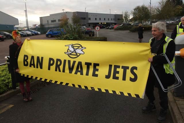 Extinction Rebellion are calling for flights via private jets to be banned. Image: Extinction Rebellion St Albans.