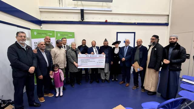 Representatives from Luton's Mosques and Crisis Aid came together to present a cheque raised through the Inspire FM winter appeal, supporting Luton Foodbank.
