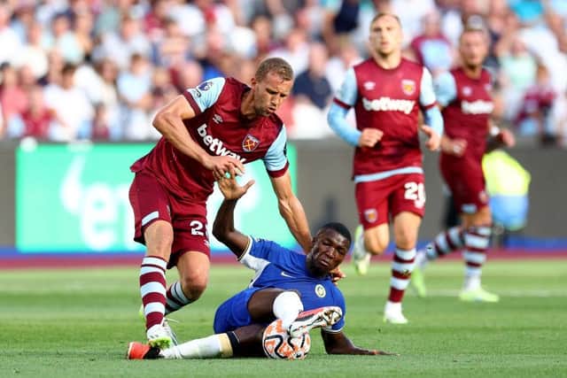 Moises Caicedo during his Chelsea debut at West Ham last weekend -  pic: Clive Rose/Getty Images