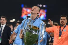 Erling Haaland celebrates winning the Champions League with Manchester City this season - pic: FRANCK FIFE/AFP via Getty Images