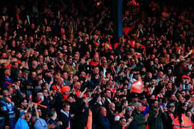 Luton fans celebrate Tom Lockyer making it 2-0 against Sunderland