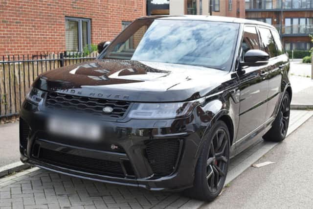 One of the seized Range Rovers