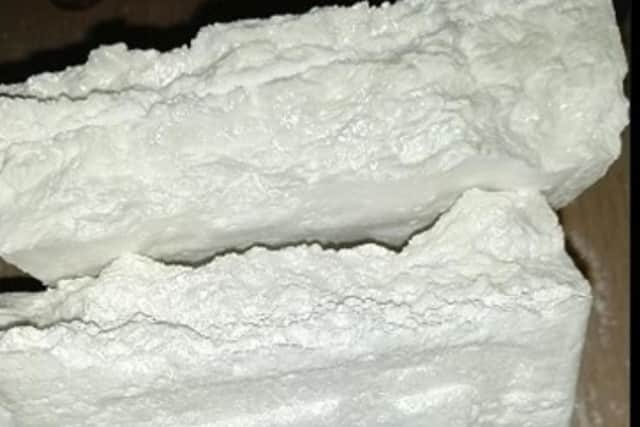 A broken block of cocaine