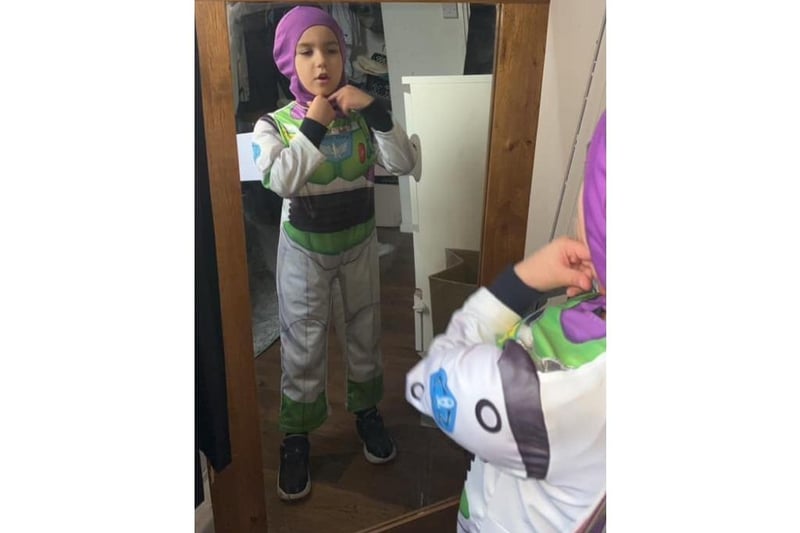 6-year-old Izaiah has gone as Buzz Lightyear. Picture: Sarita Bajaj