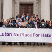 Community leaders and council staff outside the town hall. Picture: Luton Council