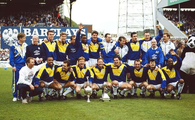 Leeds United celebrate winning the 1991-92 Division One title