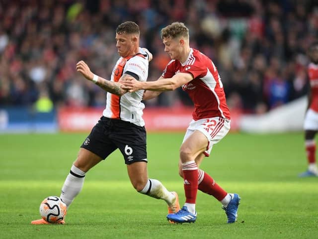 Ross Barkley looks to get away from Nottingham Forest's Ryan Yates at the weekend - pic: Tony Marshall/Getty Images