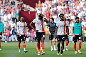Luton's players react to their defeat at West Ham United yesterday - pic: Liam Smith