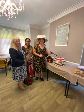Lord-Lieutenant Helen Nellis with (from left) Age Concern Luton director Colette McKeaveney and chair of trustees Dr Siva Puthrasingam