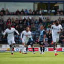 Kasey Palmer celebrates having put Luton 1-0 up at Wycombe this afternoon - pic: Andy Rowland / PRiME Media Images