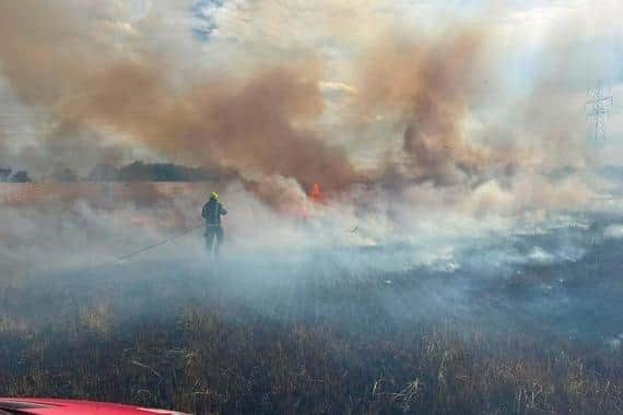 Firefighters tackling a crop fire. Picture: Bedfordshire Fire and Rescue Service