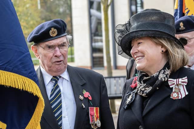 Lord-Lieutenant Helen Nellis marks the 100th anniversary of Armistice Day at a service in Bedford