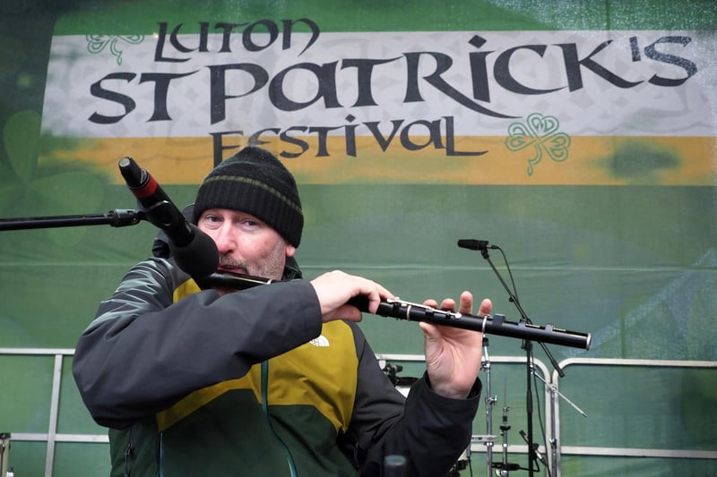 This musician showed off his skills with the Irish flute.
