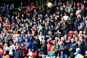 The Hatters fans in attendance at Vicarage Road on Sunday