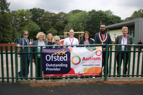 VIPs including Luton mayor Mohammed Yaqub Hanif and Luton South MP Rachel Hopkins celebrate Ofsted's outstanding report with local independent charity Autism Bedfordshire