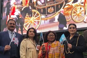 Councillors Aslam Khan, Alia Khan, Maria Lovell &and Sameera Saleem (the Mayor of Luton) at the Global Luton Parade celebrating the coronation of His Majesty King Charles III