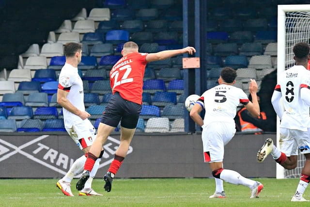 The Scottish midfielder rampaged through the middle of the pitch and with Bournemouth’s defence backing off and inviting him to shoot, he did just that, firing powerfully into the bottom corner for his first goal in Luton colours.