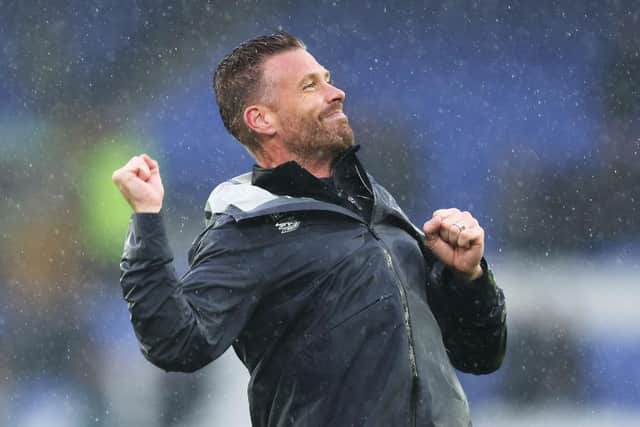 Rob Edwards celebrates Luton's 2-1 win at Everton earlier in the season - pic: George Wood/Getty Images