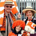 Three generations of Luton Town fans ahead of the Skrill Conference Premier match between Luton Town and Braintree Town at Kenilworth Road on April 12, 2014.