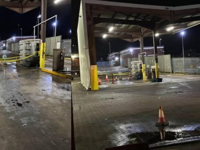 The Luton bus depot during the investigation into the leak. Picture: Submitted