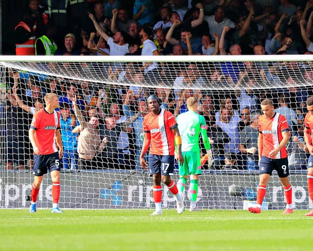 Luton's players react to going a goal behind against Tottenham - pic: Liam Smith
