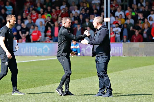 Luton boss Nathan Jones with Nottingham Forest counterpart Steve Cooper