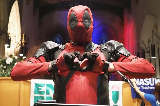Luton's Deadpool was at the Enough is Enough rally at St Mary's