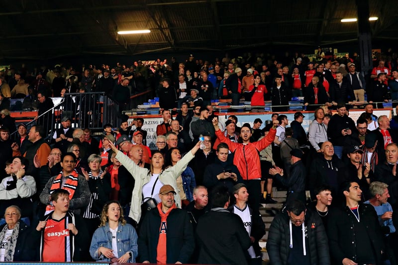 Luton Town fans celebrating leading 2-0 against Sunderland