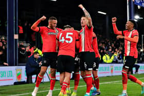 Luton Town celebrate yet another goal against Brighton on Tuesday evening - pic: Liam Smith
