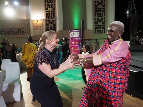 Louise O'Riordan, deputy mayor of Dunstable, enjoys a spot of dancing Kenyan style.