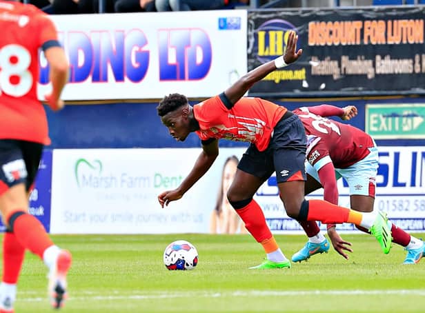 Town striker Elijah Adebayo during Luton's pre-season friendly draw against West Ham on Saturday