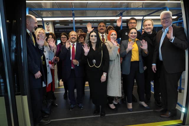 Dignitaries ready for the launch of the Luton DART - photo Tony Margiocchi