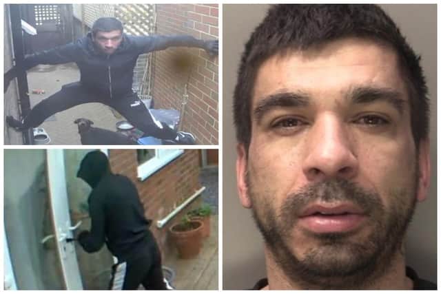 Peparim Handraj was captured on CCTV scaling the wall of a Luton property to escape the victim's dog