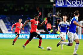 Chiedozie Ogbene gets forward against Gillingham in the Carabao Cup last night - pic: Liam Smith