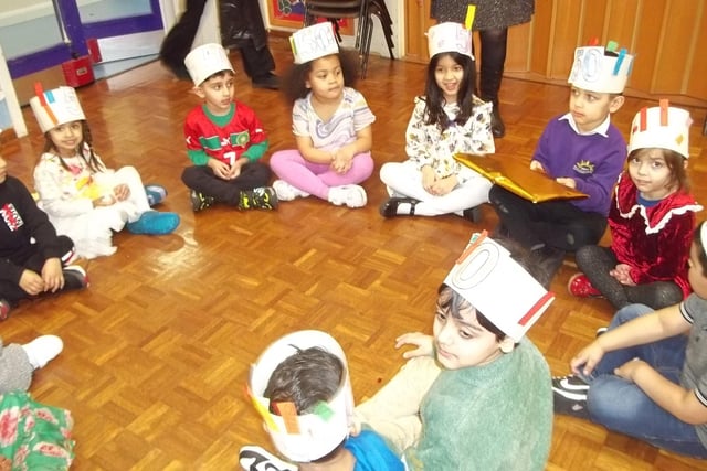 Students wore '50' hats and played games
