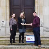 Gabi Sampson, School and Project Worker, Level Trust's Amy Selwood, and Denbigh High School Family Worker John Exton – Client Asset Manager for Laptops4Learning