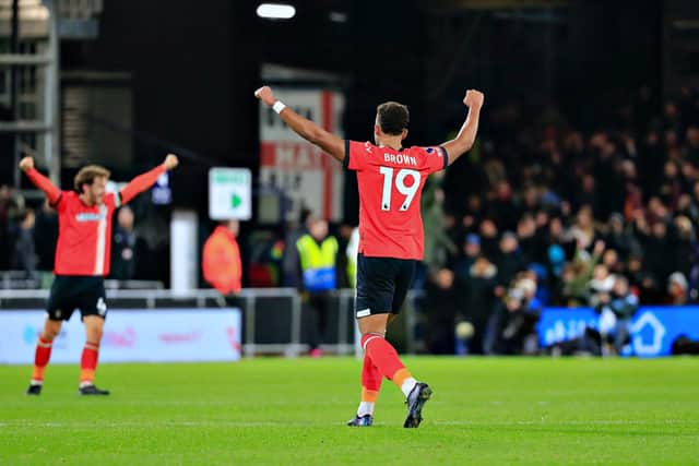 Jacob Brown celebrates beating Crystal Palace at the weekend - pic: Liam Smith