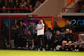 Town boss Rob Edwards watches on as the Hatters are beaten by Exeter - pic: Harry Trump/Getty Images