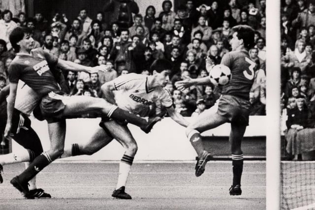 Up against a Liverpool defence including Alan Hansen, the striker, playing in place of the injured Mick Harford, made sure the Reds were blown away at Kenilworth Road, scoring a treble in a brilliant 4-1 victory, Ricky Hill also on target for the hosts.