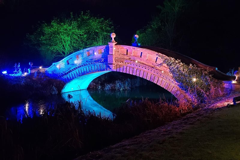 An illuminated bridge