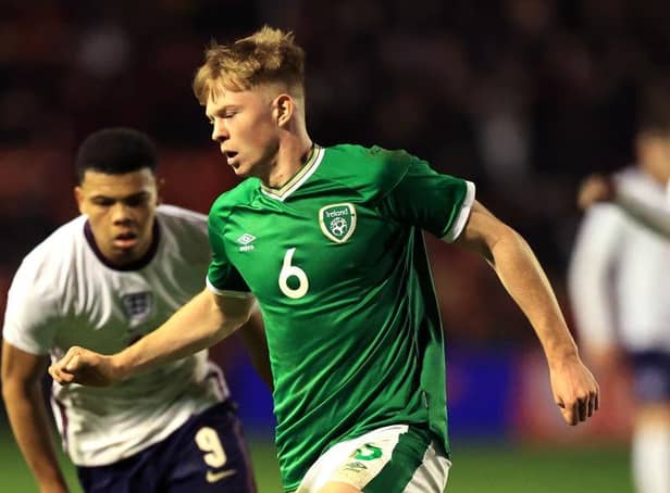 Hatters youngster Ed McJannet in action for the Republic of Ireland U19s